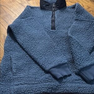 Aerie Blue Sherpa Quarter-Zip Sweatshirt